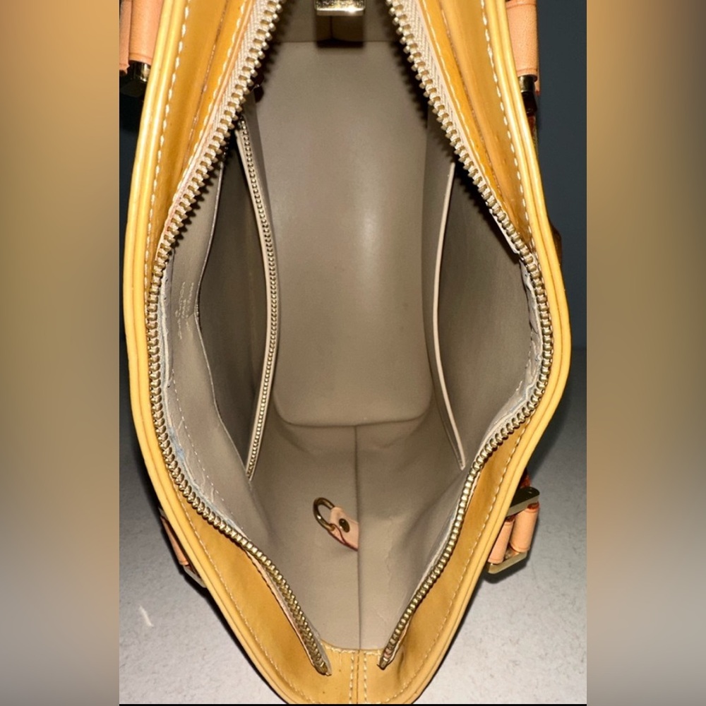 Louis Vuitton Yellow Monogram Vernis Tote with Tan Handles - Picture 11 of 13